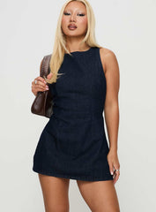 Ainsleigh Shift Denim Playsuit Dark Wash Petite