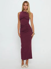 Heart Out Ruched Maxi Dress Plum