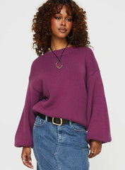 Harmony Balloon Sleeve Knit Sweater Burgundy