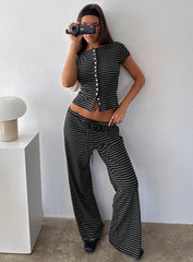 Gavrielle Jersey Wide Leg Pants Stripe