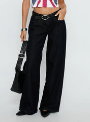 Ramos Low Rise Wide Leg Jeans Raw Indigo Blue