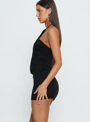 Slip Away Draped Halter Mini Dress Black