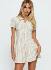 Windswept Shirt Mini Dress Cream / Black Stripe