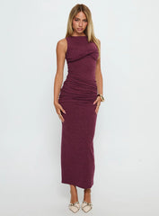 Heart Out Ruched Maxi Dress Plum