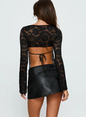 Sonic Sound Faux Leather Cargo Mini Skirt Black