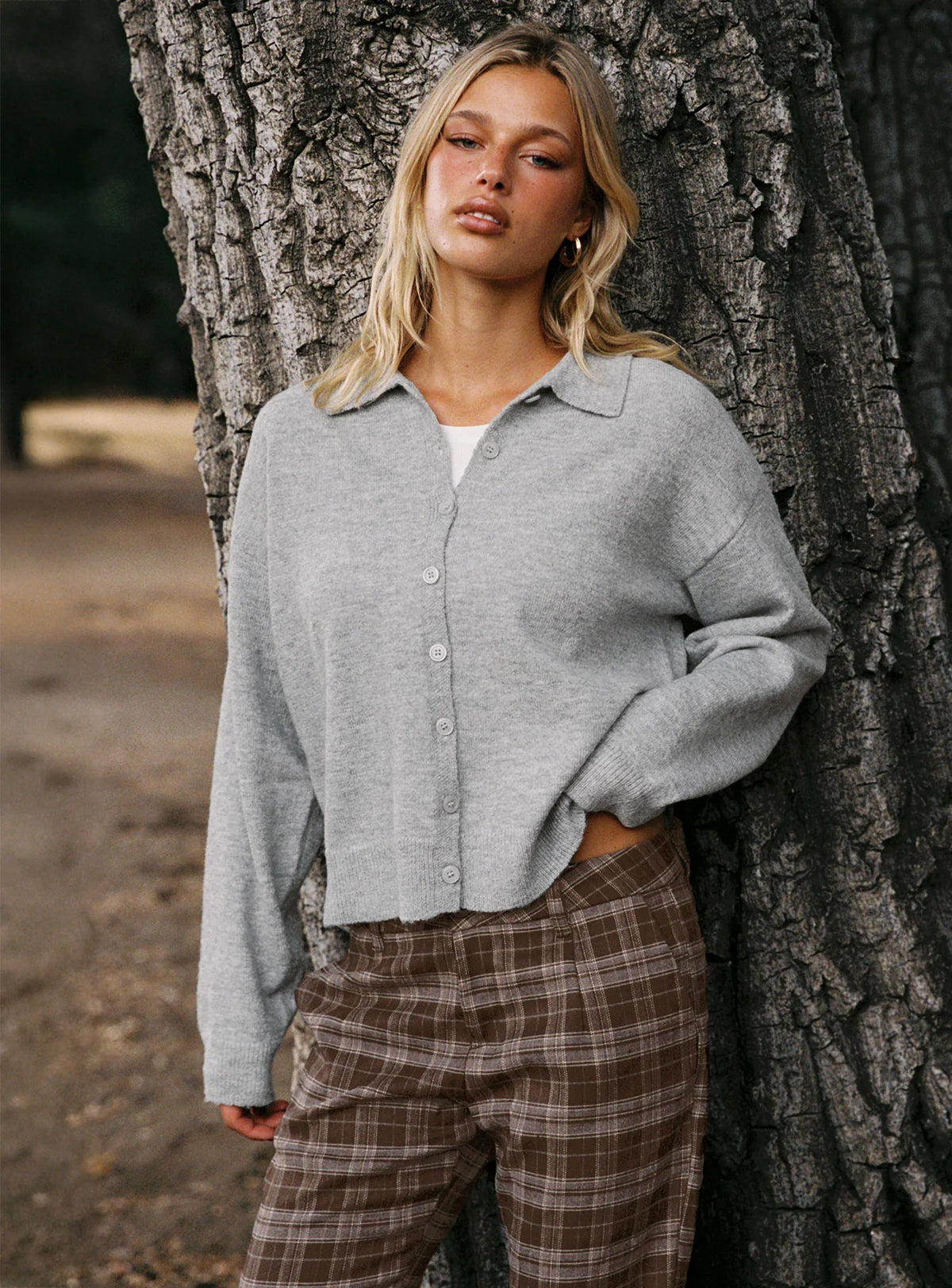 Nadyna Collared Cardigan Grey Marle