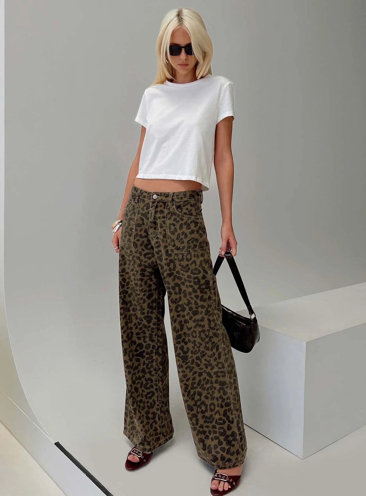 Briony Low Rise Wide Leg Jean Leopard