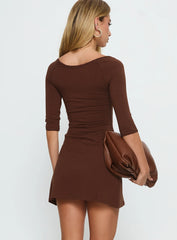 Silver Lake 3/4 Sleeve Mini Dress Chocolate