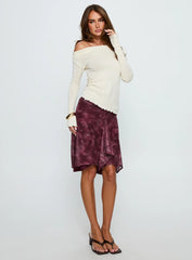 Esmeray Midi Skirt Mesh Tonal Paisley Plum