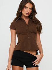 Cottesloe Cord Blouse Top Chocolate