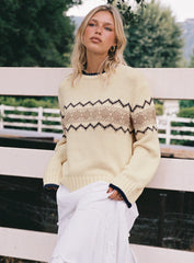 Madalynn Knit Graphic Jumper Beige