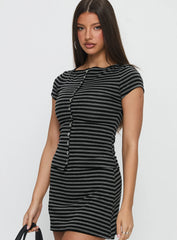 Angellina Jersey Button Down Top Stripe