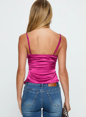 Aruba Satin Embroidered Cami Berry