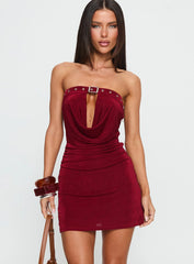 Dream About Me Strapless Buckle Mini Dress Red