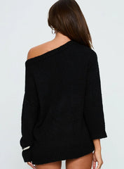 Esenia Eyelet Detail Knit Sweater Black / Silver