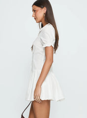 Lisette Pleat Mini Dress White