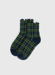 Zaylenna Frill Socks Navy Check
